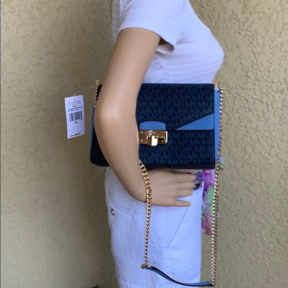 MICHAEL KORS KINSLEY MD SHLDR FLAP FRCH BLU MLT - Picture 4 of 16